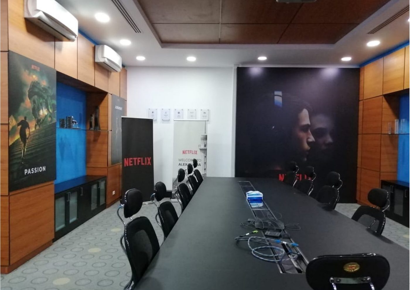 Netflix meeting room branding by essence