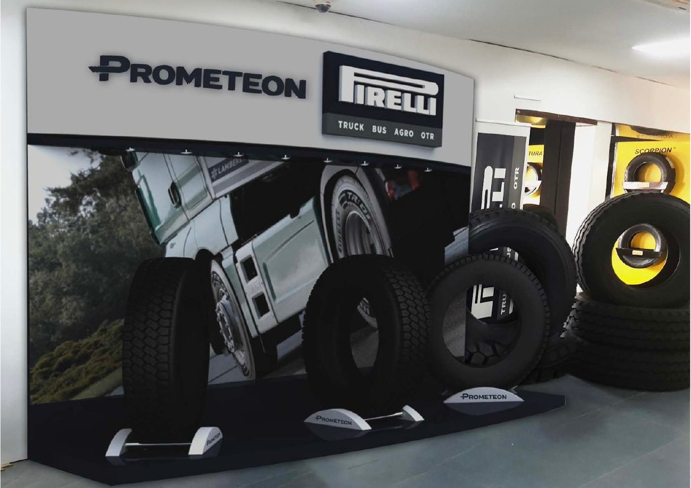Prometeon Pirelli printed display by essence