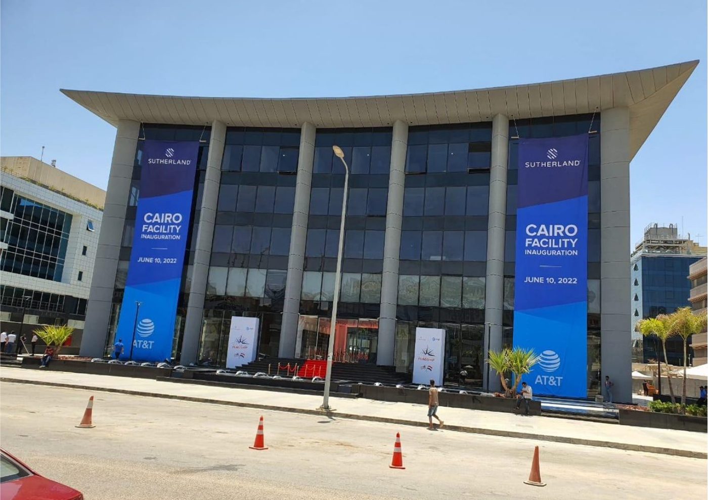 Sutherland Cairo facility facade branding by essence
